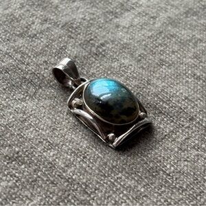 Labradorite and Silver Artisan Made Pendant
